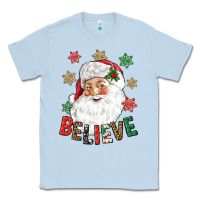 Dusty Blue Believe Christmas Classic Tee - NancyCooperArtShop