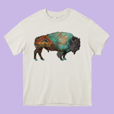 Aztec Bison Heavy Core Tee Designed By Ranaportraitstore