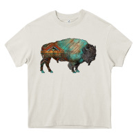 Cream aztec bison Heavy Core Tee - RanaPortraitStore