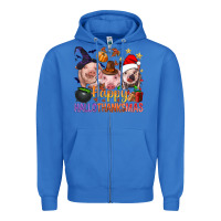 True Royal Happy Hallothanksmas Pigs Zipper Hoodie - BundleAndBundleShop