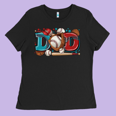 Dad Baseball Ladies Tee Designed By Zillion Design Studio