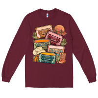 Burgundy customized country cassette tapes Long Sleeve Tee - MaliasSmallBusiness