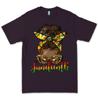 Plum juneteenth black woman messy bun Premium Tee - HRA Design Shop