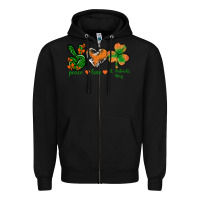 Black Peace Love St.Patrick's Day Zipper Hoodie - BundleAndBundleShop