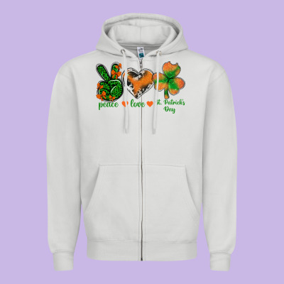 Peace Love St.patrick's Day Zipper Hoodie Designed By Bundleandbundleshop