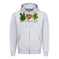 Heather Grey Peace Love St.Patrick's Day Zipper Hoodie - BundleAndBundleShop