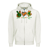 Oatmeal Heather Peace Love St.Patrick's Day Zipper Hoodie - BundleAndBundleShop