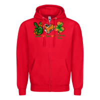 Red Peace Love St.Patrick's Day Zipper Hoodie - BundleAndBundleShop