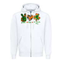 White Peace Love St.Patrick's Day Zipper Hoodie - BundleAndBundleShop