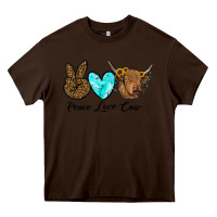 Chocolate Brown peace love cow Heavy Core Tee - RanaPortraitStore