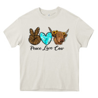 Cream peace love cow Heavy Core Tee - RanaPortraitStore