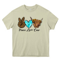 Mossy peace love cow Heavy Core Tee - RanaPortraitStore