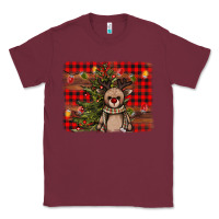 Burgundy reindeer trees background Classic Tee - AdoDesignShop