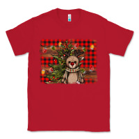 Red reindeer trees background Classic Tee - AdoDesignShop