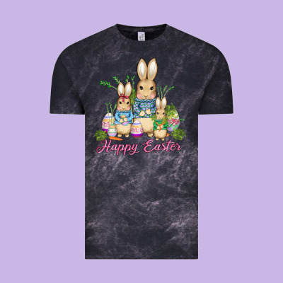 Easter Bunny Family Wıth Carrots And Eggs Vintage Tee Designed By Adodesignshop