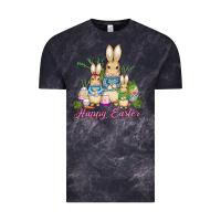 Cloud Black easter bunny family wıth carrots and eggs Vintage Tee - AdoDesignShop