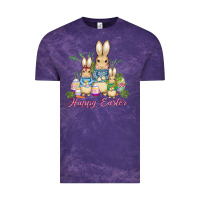 Cloud Purple easter bunny family wıth carrots and eggs Vintage Tee - AdoDesignShop