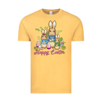 Vintage Mustard easter bunny family wıth carrots and eggs Vintage Tee - AdoDesignShop