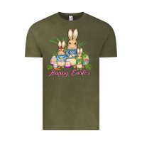 Vintage Olive easter bunny family wıth carrots and eggs Vintage Tee - AdoDesignShop