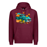 Burgundy Fall Farm Truck Premium Hoodie - texasbilliewilder
