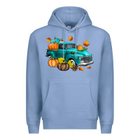 Colony Blue Fall Farm Truck Premium Hoodie - texasbilliewilder
