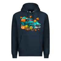 Navy Fall Farm Truck Premium Hoodie - texasbilliewilder