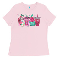 Bubblegum Pink nurse fuel coffee cups Ladies Tee - texasbilliewilder