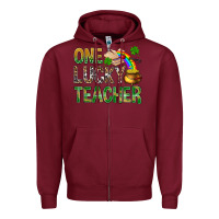 Burgundy One Lucky Teacher St. Patricks Zipper Hoodie - BundleAndBundleShop