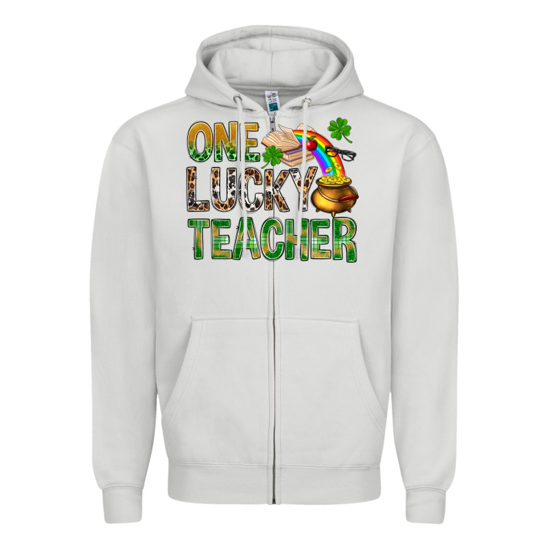 One Lucky Teacher St. Patricks Zipper Hoodie by BundleAndBundleShop | Teevron