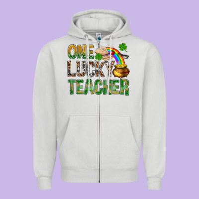 One Lucky Teacher St. Patricks Zipper Hoodie Designed By Bundleandbundleshop
