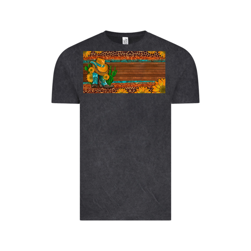 Custom Cowboy Boots Sunflowers And Cactus License Plate Vintage Tee by Artiststas | Teevron