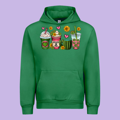 Stuck On You Cactus Coffee Cups Urban Hoodie Designed By Oliviacreatesart