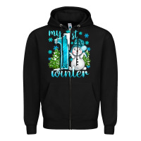 Black My 1 St Winter With Cute Snowman Zipper Hoodie - BundleAndBundleShop