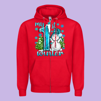 My 1 St Winter With Cute Snowman Zipper Hoodie Designed By Bundleandbundleshop