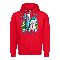 Red My 1 St Winter With Cute Snowman Zipper Hoodie - BundleAndBundleShop