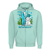 Seafoam My 1 St Winter With Cute Snowman Zipper Hoodie - BundleAndBundleShop