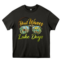 Asphalt boat waves sun rays lake days Heavy Core Tee - BarkalooDesign