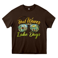 Chocolate Brown boat waves sun rays lake days Heavy Core Tee - BarkalooDesign