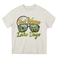 Cream boat waves sun rays lake days Heavy Core Tee - BarkalooDesign