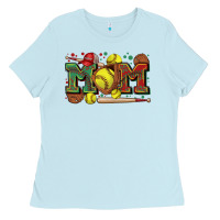 Baby Blue mom softball Ladies Tee - Zillion Design Studio