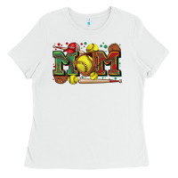 White mom softball Ladies Tee - Zillion Design Studio