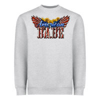 Heather Grey American Babe With Sunflowers Heavyweight Sweatshirt - LillyAllenDesigns