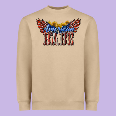 American Babe With Sunflowers Heavyweight Sweatshirt Designed By Lillyallendesigns
