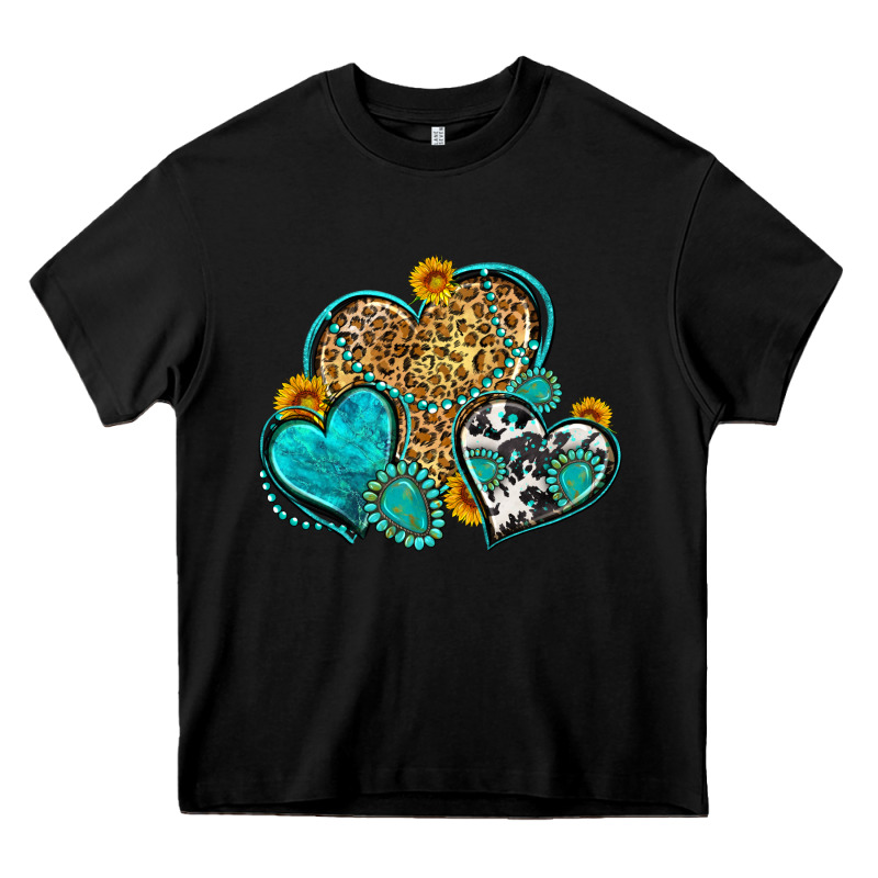 Western Turquoise Hearts Heavy Core Tee by Zillion Design Studio | Teevron
