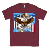 Burgundy America Eagle Classic Tee - CowhideDigitalArt