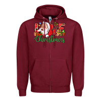Burgundy Love Christmas With Santa Zipper Hoodie - BundleAndBundleShop