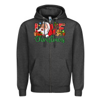 Charcoal Heather Love Christmas With Santa Zipper Hoodie - BundleAndBundleShop