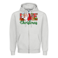 Dove Grey Love Christmas With Santa Zipper Hoodie - BundleAndBundleShop