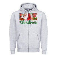 Heather Grey Love Christmas With Santa Zipper Hoodie - BundleAndBundleShop