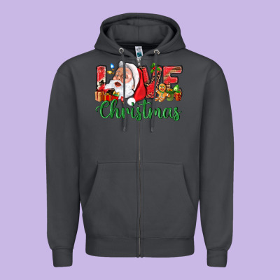 Love Christmas With Santa Zipper Hoodie Designed By Bundleandbundleshop